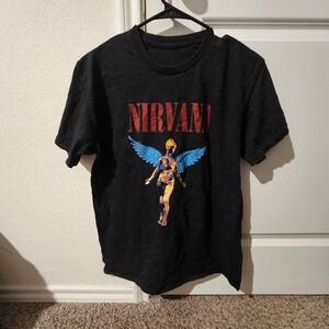 Nirvana In Utero Angel Graphic Band T-Shirt Mens Medium Black Short Sleeve Tee